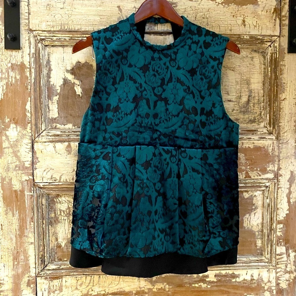 Rare Vintage Roberto Cavalli Burnout Velvet Peplum Top Size M